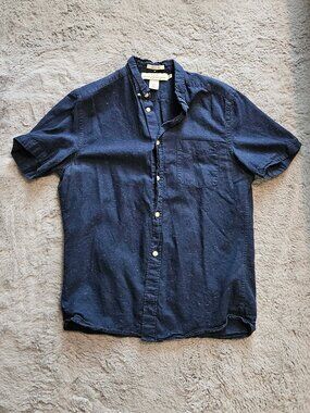Men's H&M L.O.G.G blue short-sleeved button down shirt